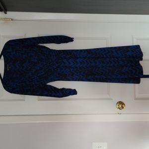 Blue and Black faux wrap dress
